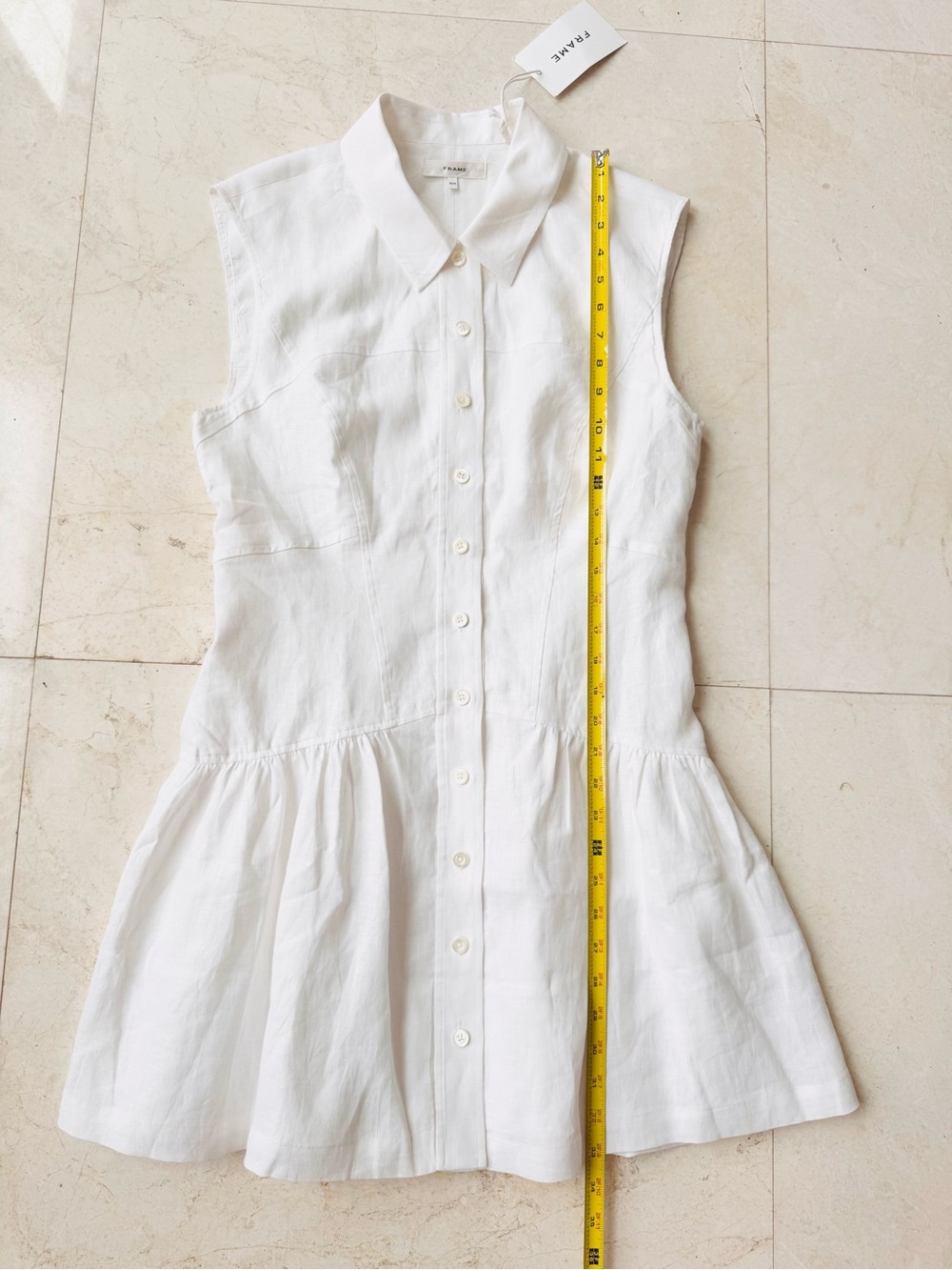 Frame The Linen Sleeveless White Button-Front Linen Shirt Dress Size M - Picture 10 of 11